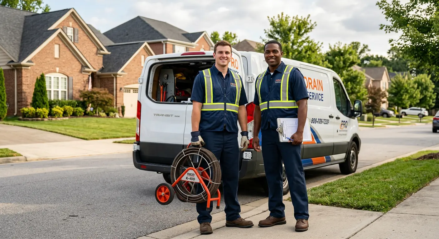 Sewer and drain service team with equipment ready for work in Grand Haven